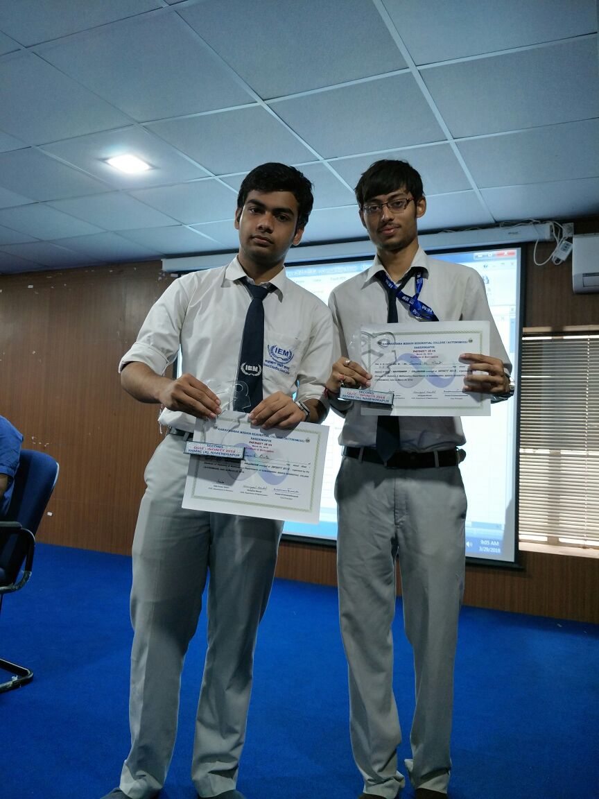 Souvik Dutta & Soumik Nandi, 1st year students of IEM became runner-up at Infinity 2018