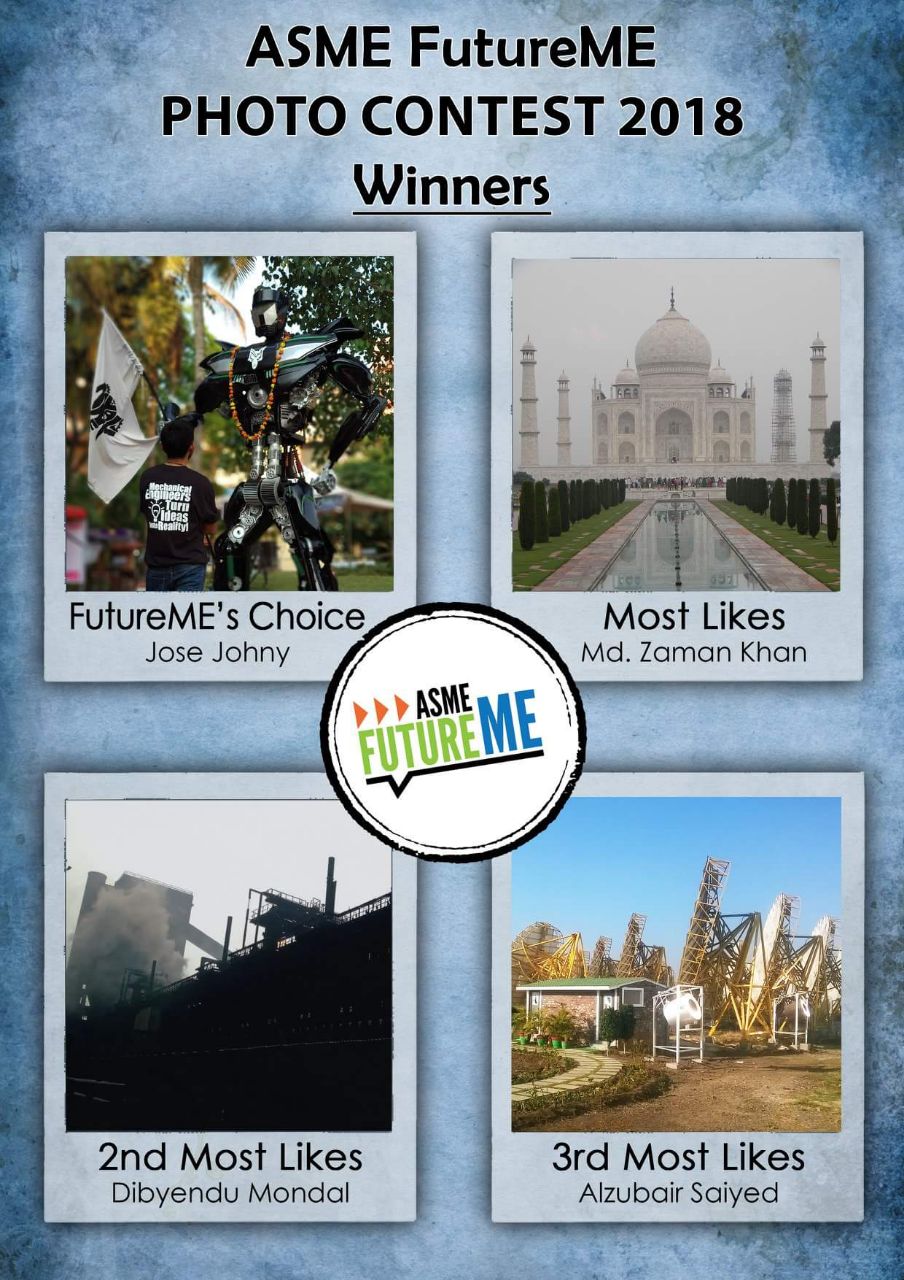 Dibyendu Mondal(3rd year ME) & Md. Zaman Khan(3rd year ME) of IEM won the ASME Future ME Photo Contest