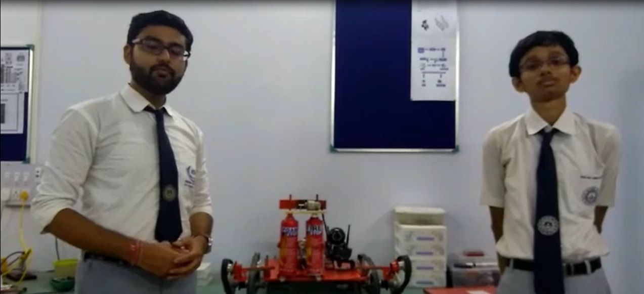 Remote controlled firefighting robot developed by students of IEM