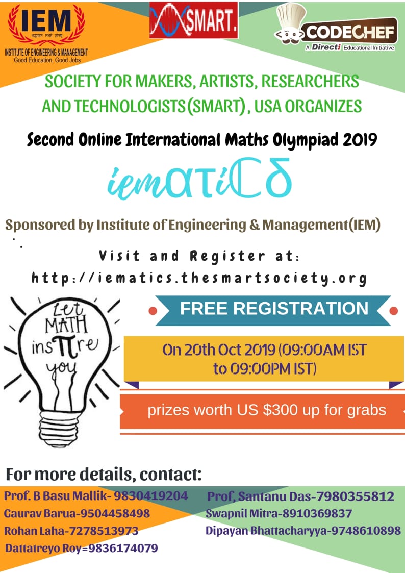 IEMATICS --- 2nd Online International Mathematics Olympiad sponsored by IEM in association with Codechef