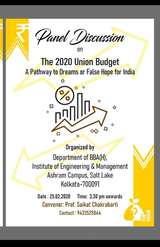 A panel discussion organized by the BBA(H) department of IEM Kolkata on Union Budget 2020