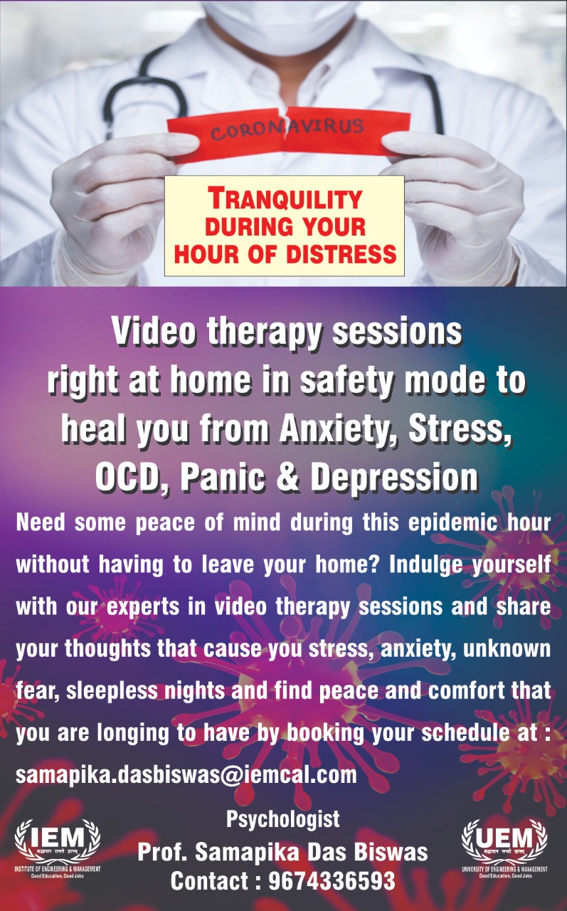 IEM-UEM presents video therapy session by phsychologist - Prof. Samapika Das Biswas.