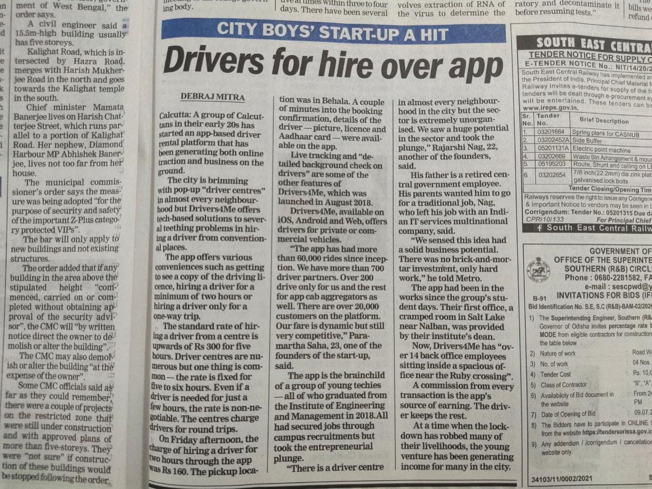 A group of Institute of Engineering & Management (IEM), Kolkata alumni developed an app named Drivers4Me. 