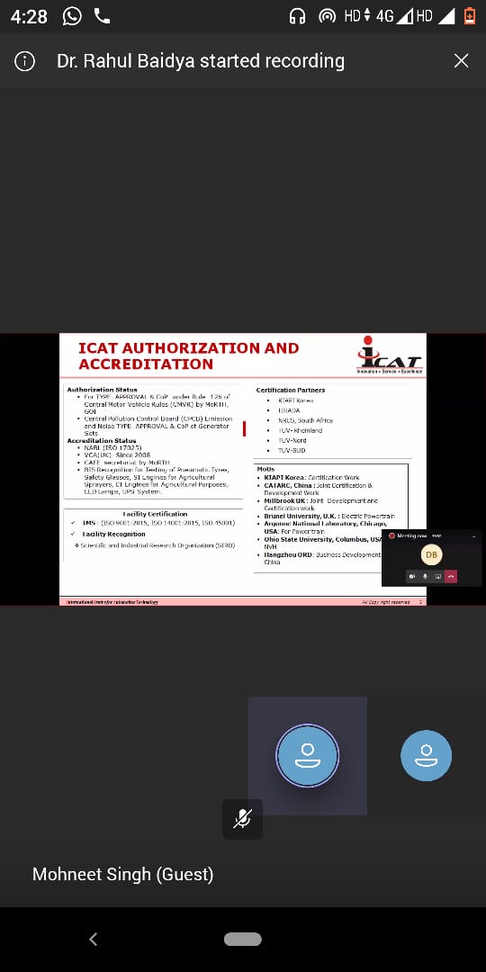 Today a national webinar on “Electric Vehicle Technology and Development in India” was organized by SAE-IEM Collegiate Club