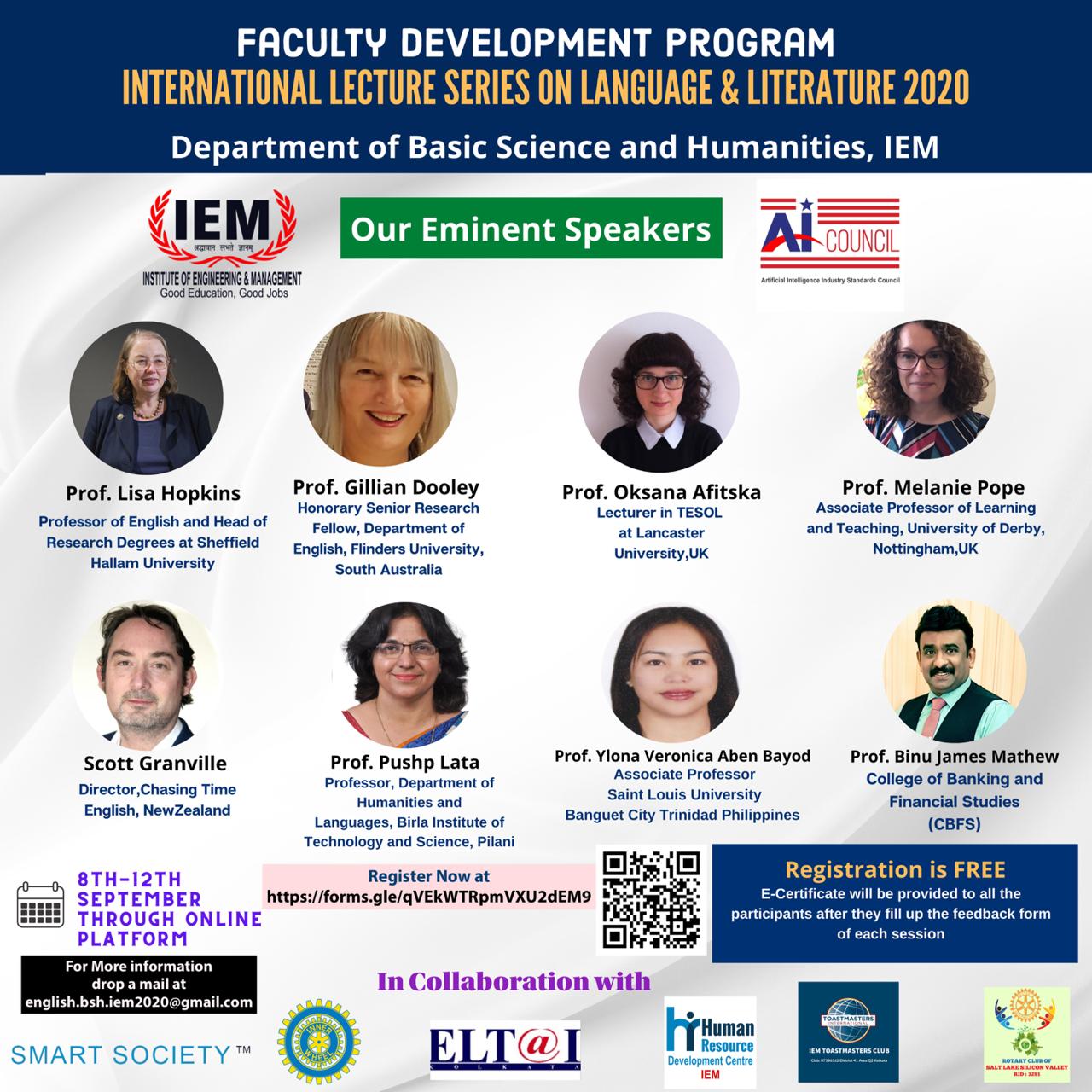 Five Days Online “International Lecture Series on Language and Literature” from 8th-12th of September 2020