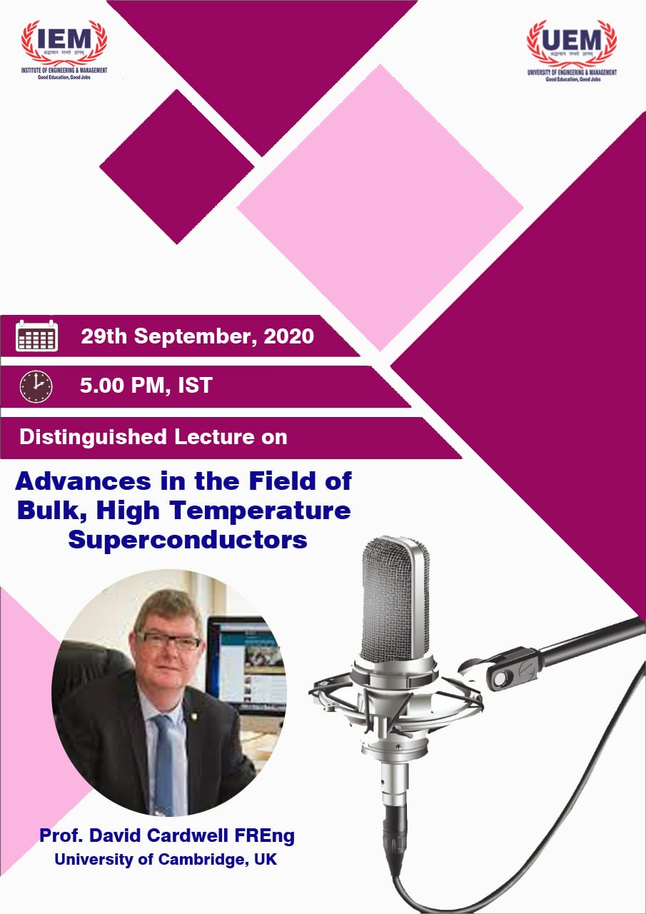 IEM/UEM FOREIGN DISTINGUISHED LECTURE by Prof. David Cardwell,  Pro-Vice-Chancellor for Strategy and Planning at the University of Cambridge on 29th September 2020 from 5pm