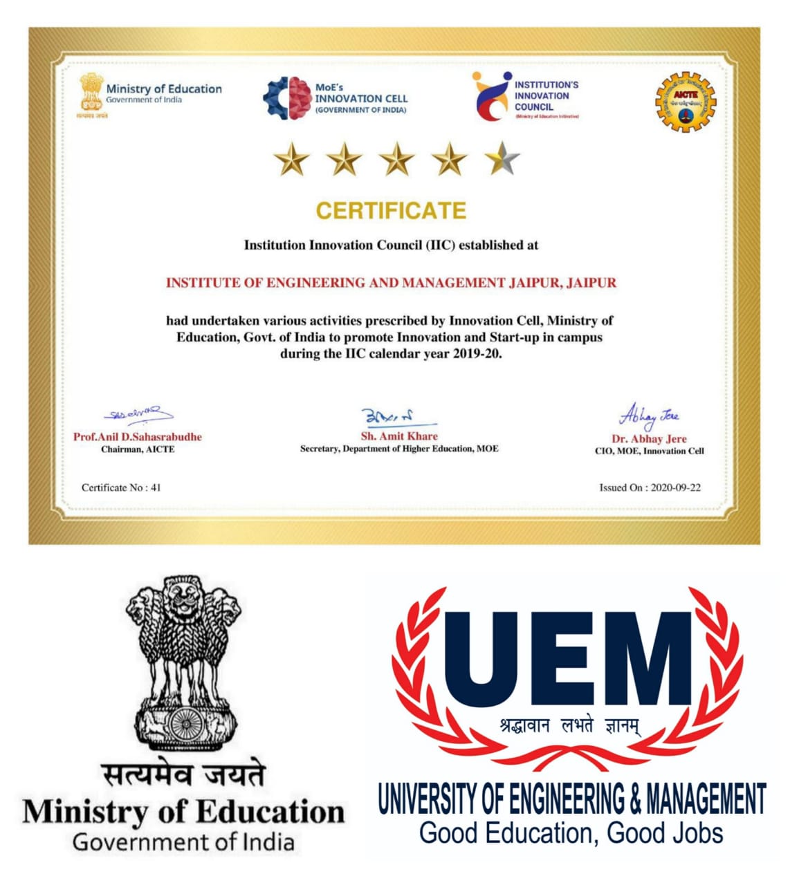 Ministry of Education – Govt. of India, and Innovation Cell