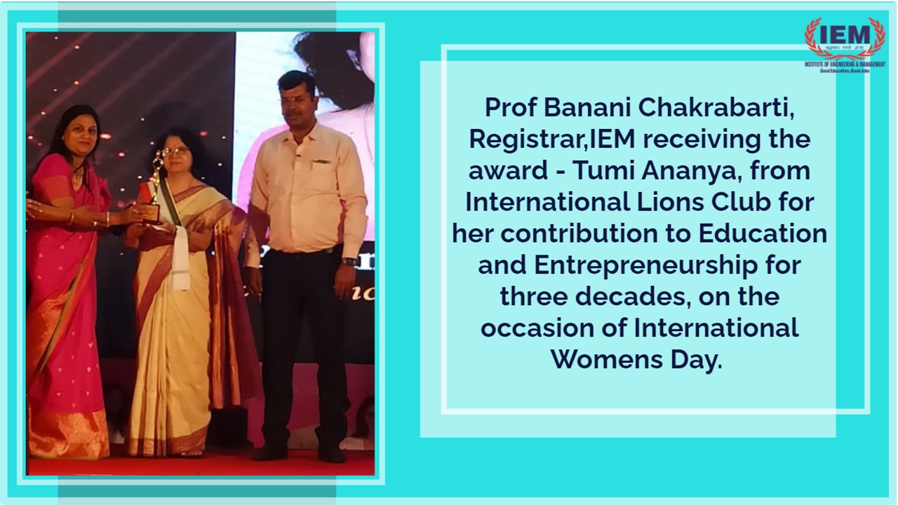 International Lions Club contribution award in Education and Entrepreneurship