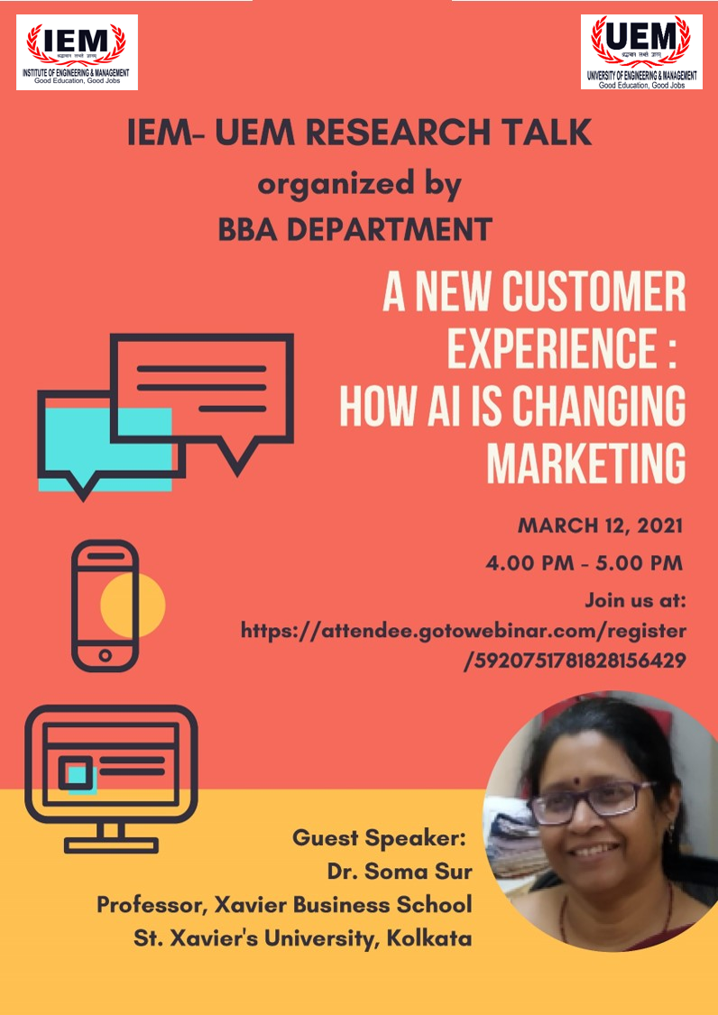 IEM-UEM Research talk on "A New Customer Experience: How AI is Changing Marketing"