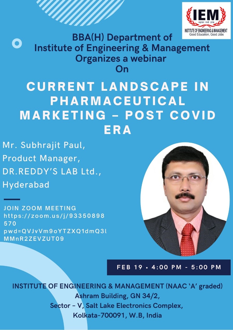 Webinar on Current Landscape in Pharmaceutical Marketing - Post Covid