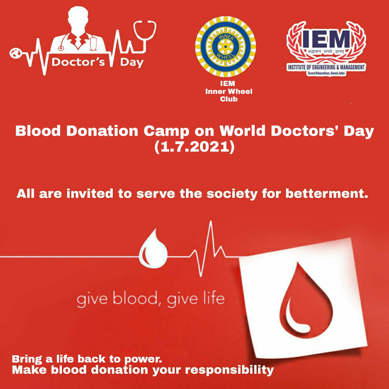 Blood Donation camp at  Ashram Campus  of IEM