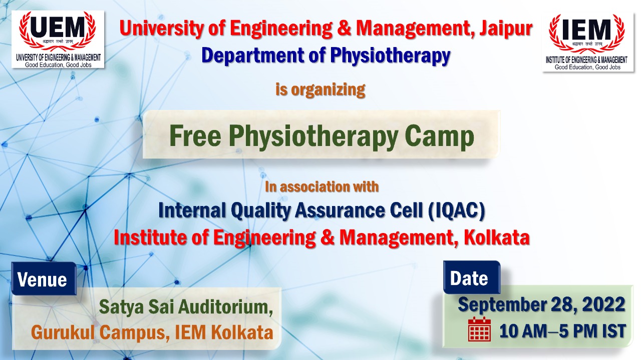 Free Physiotherapy Camp: Organized by IQAC OF IEM