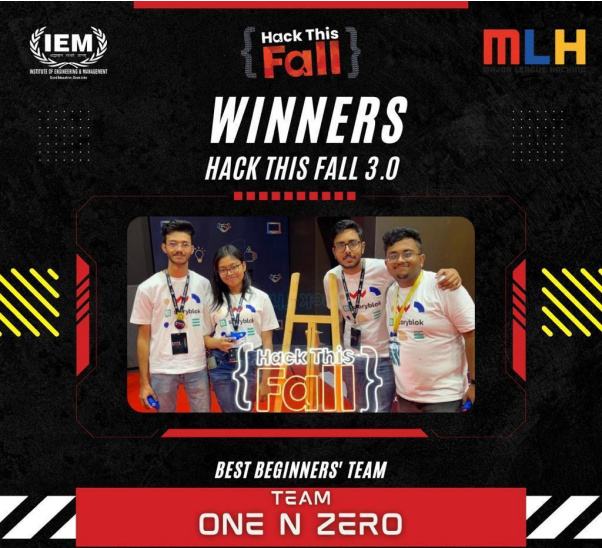Team One n Zero won Hack This Fall 3.0