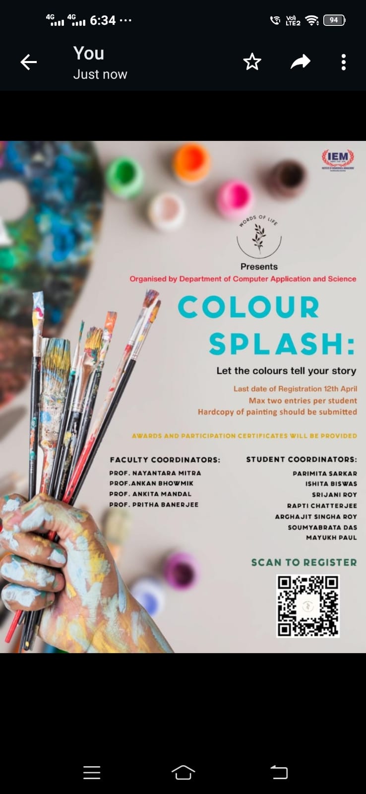 “Colour Splash – let the colours tell your story”: A Event Organized by IEM BCA department
