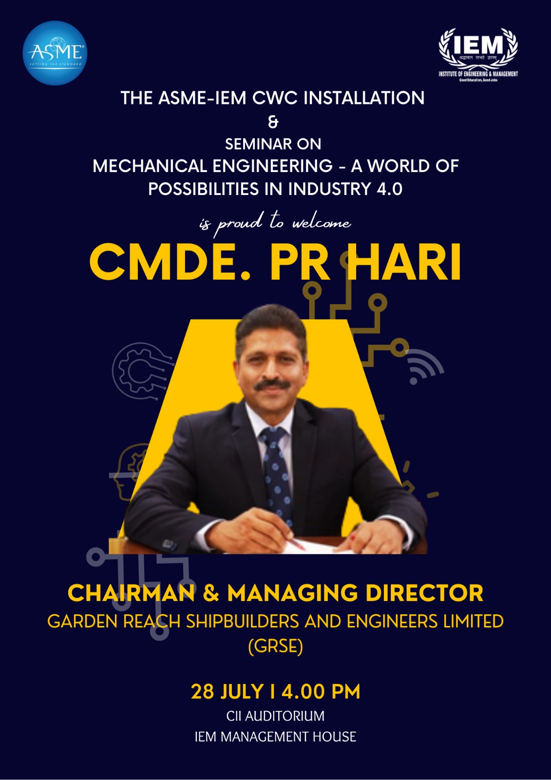 ASME IEM CWC Installation & Tech Seminar – “Mechanical Engineering: A World of Possibilities in Industry 4.0”