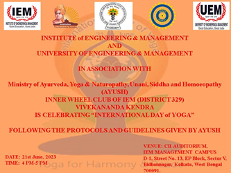 Celebration of International Yoga day at IEM