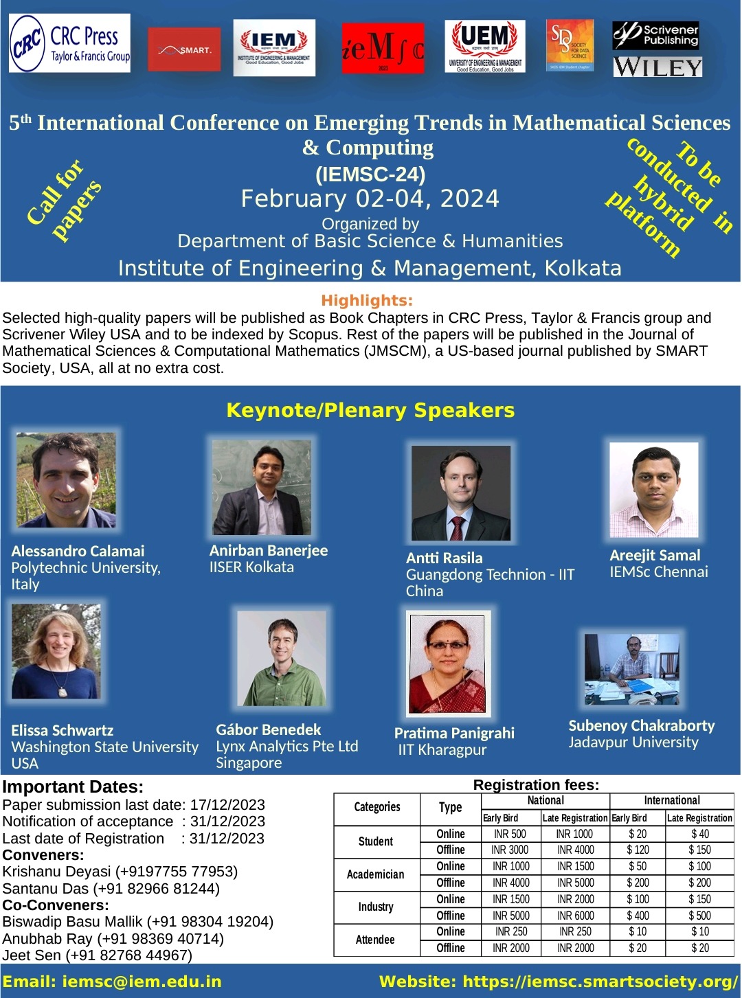 International Conference on Emerging Trends in Mathematical Sciences & Computing (IEMSC-24)