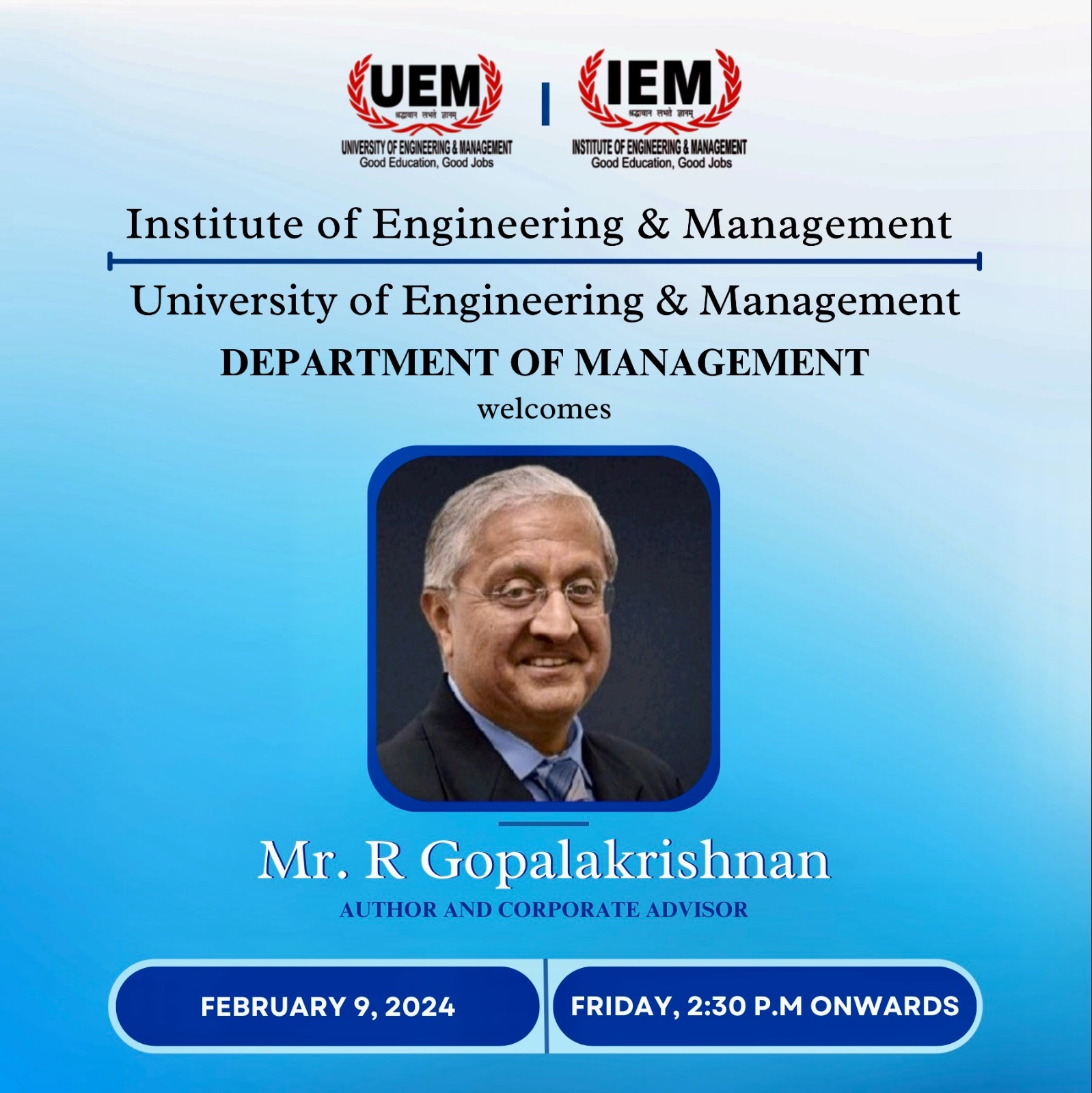Distinguish Lecture: organized by IEM Management Department