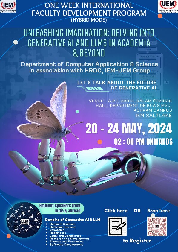 Faculty Development Program on Unleashing Imagination: Delving into generative and LLMS in academia & beyond