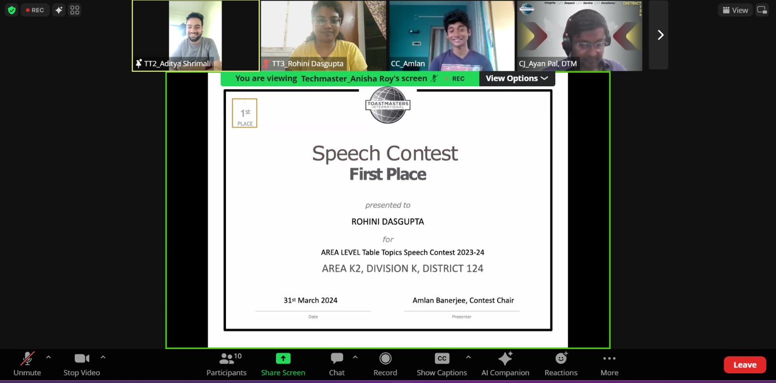 Toastmasters Club Event