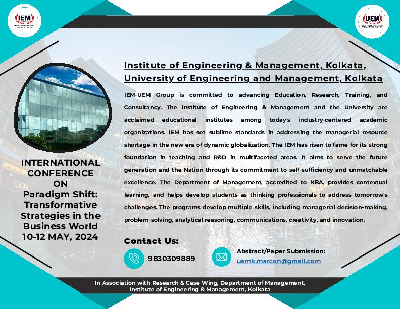 International Conference on Paradigm Shift: Transformative Strategies in the Business World